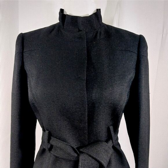 CALVIN KLEIN! LUXE BLACK TEXTURED, BELTED TIE WAIST JACKET, BLAZER! SZ 4 - Picture 4 of 12